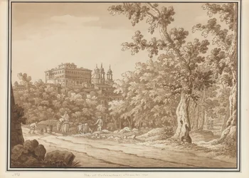 Veduta di Valmontone, da un volume di 66 vedute disegnate dal vero nei dintorni di Roma e Abruzzo, novembre 1790